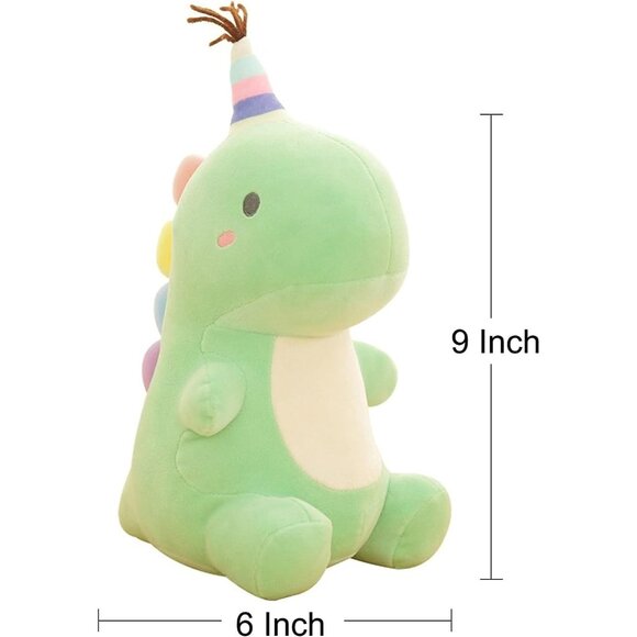 Soft Plush Birthday Party Dinosaur T-Rex Stuffed Animal Hat Plushie Toy Green - Picture 2 of 7